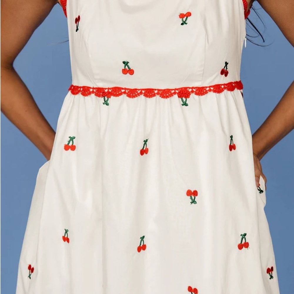 NWT Roole Cherry Pie Lace Trim Dress